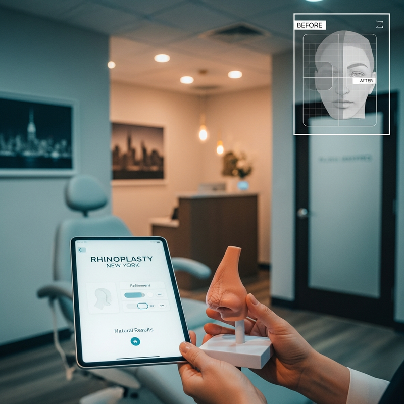 Rhinoplasty New York close-up image representing natural nose contour planning and functional breathing assessment