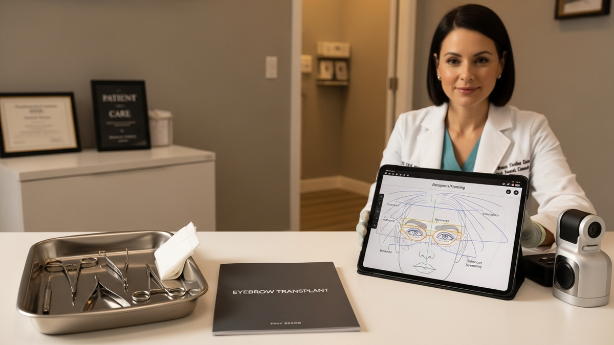 Eyebrow transplant doctors guide with a natural-looking eyebrow restoration concept for facial aesthetics