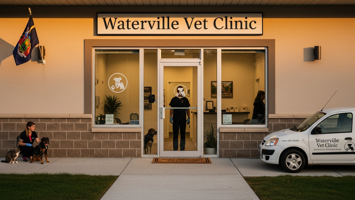 Waterville vet clinic New York exterior with welcoming sign and accessible entrance for pet owners