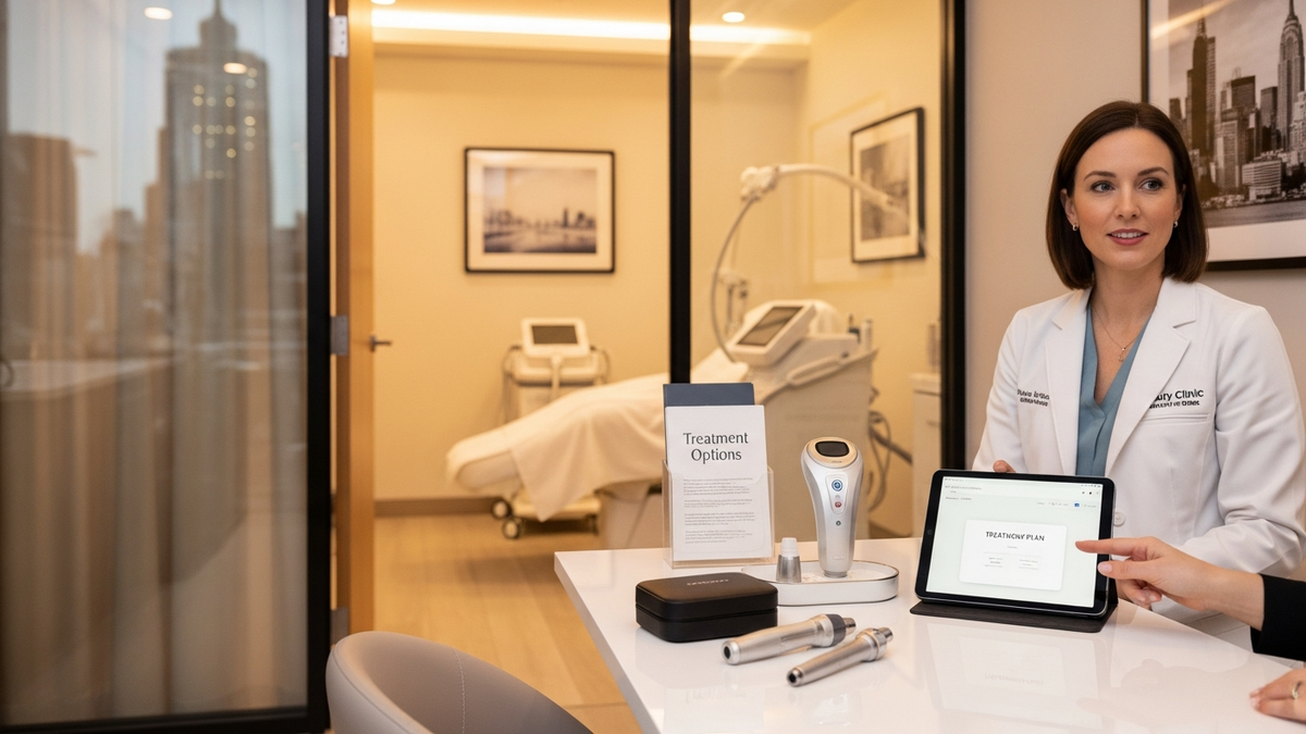 Beauty clinic new york exterior and modern aesthetic clinic entrance in New York City